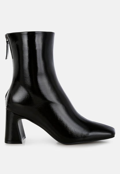 Kostaka Patent Square Toe Ankle Boots-5