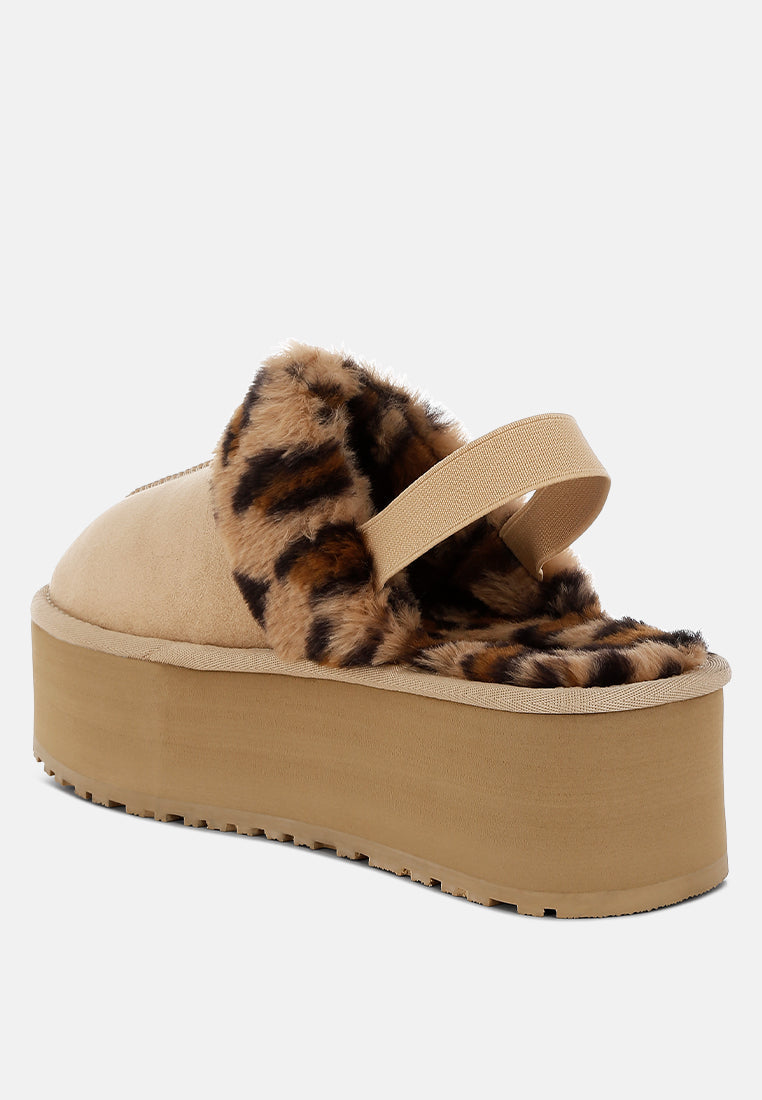 Kutchu Leopard Faux Fur Platform Classic Slingback-2