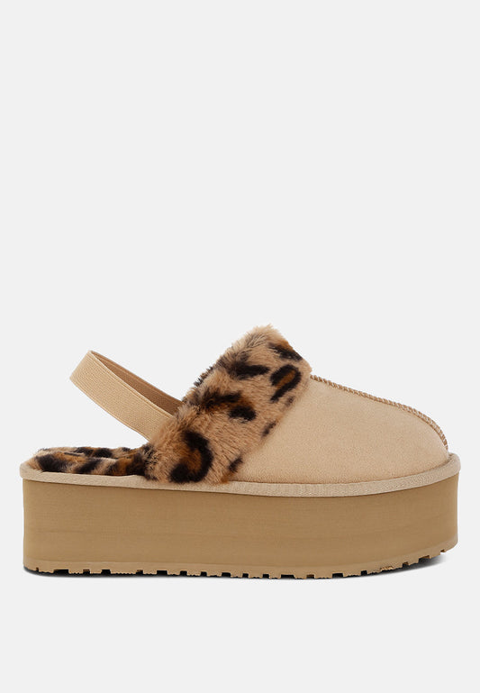 Kutchu Leopard Faux Fur Platform Classic Slingback-0