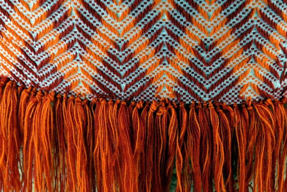 Artisan Red Orange Fringe Tote-2
