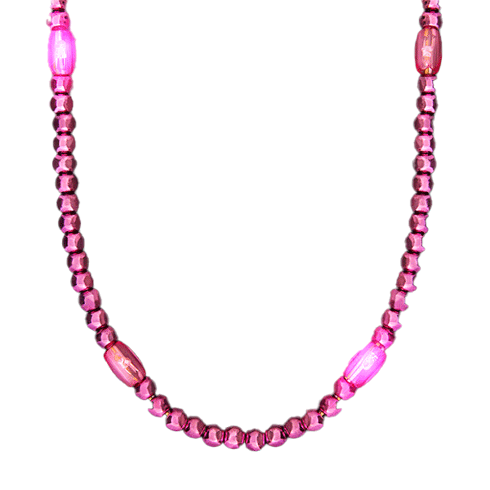 LED Necklace with Pink Beads-2