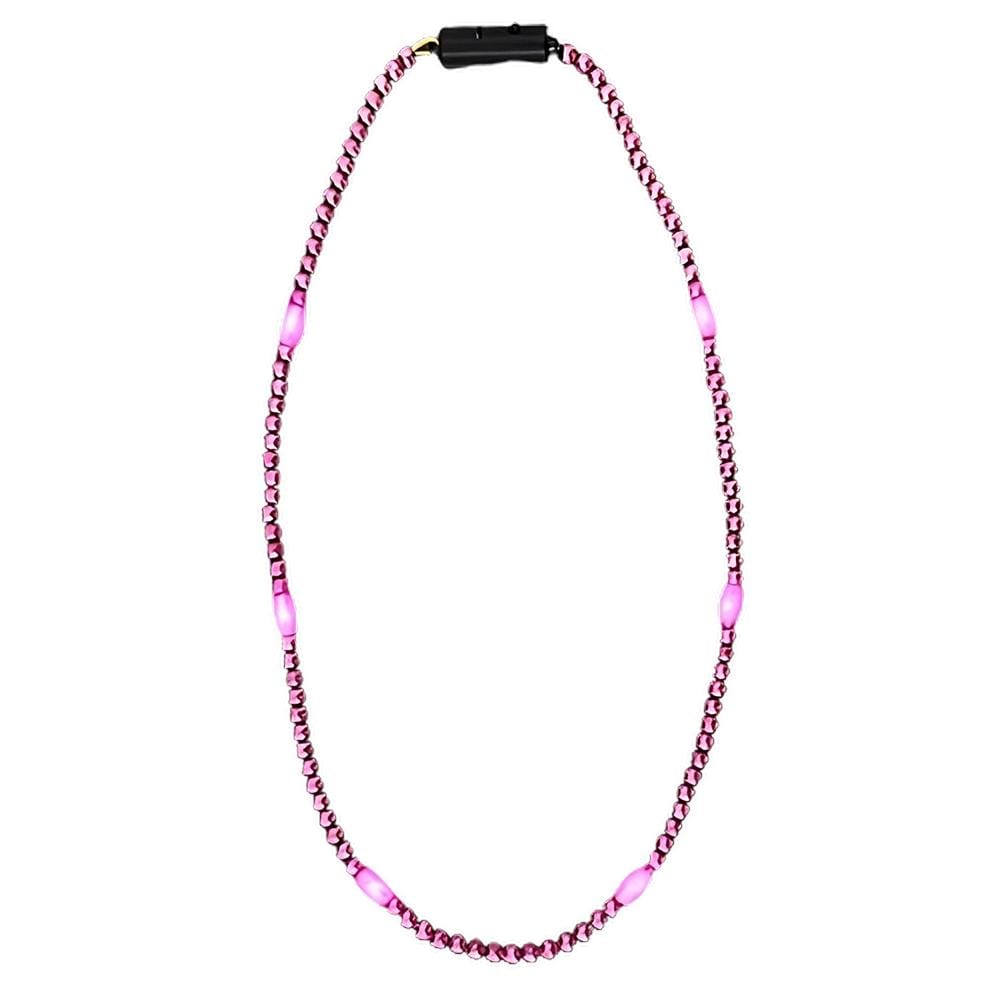 LED Necklace with Pink Beads-4