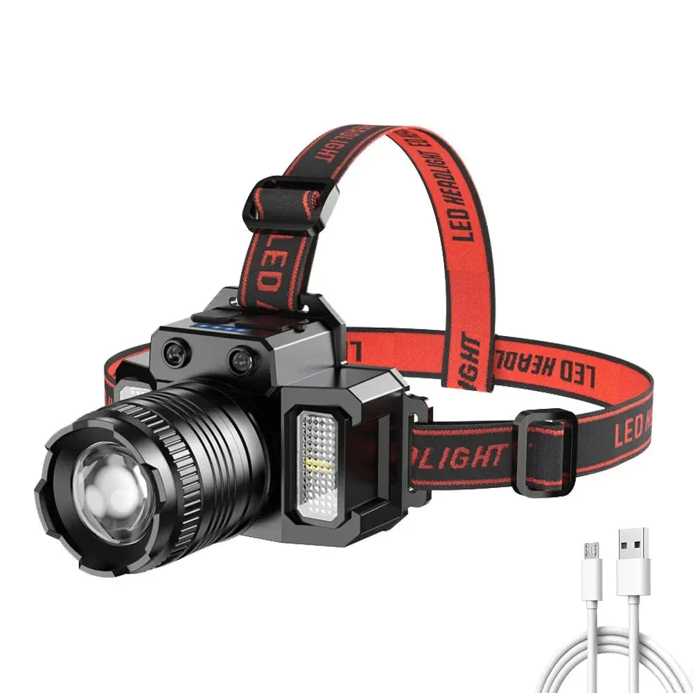 LED Sensor Headlamp Rechargeable Camping Search Light-0