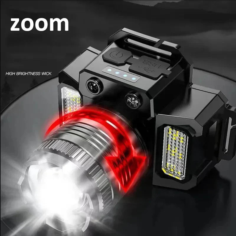 LED Sensor Headlamp Rechargeable Camping Search Light-4