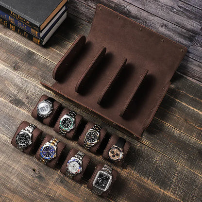 Vintage Crazy Horse Leather Watch Storage Box (8 Slots)