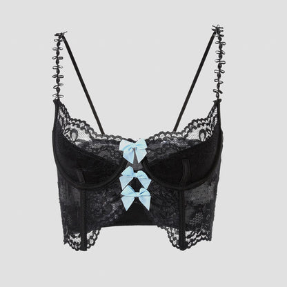 Lace Corset Top with Butterfly Bow and Boning For Women, Meatpacking District, BYMANYC New York.-0