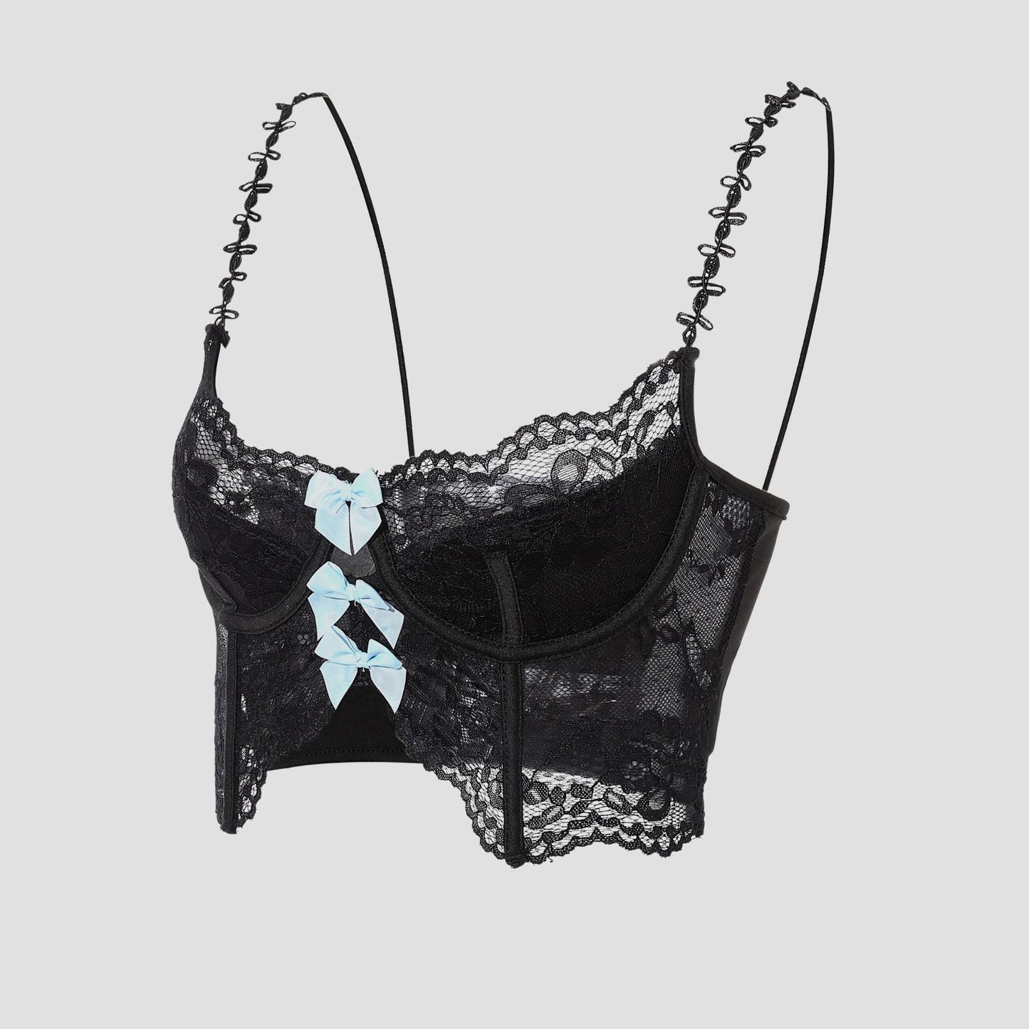 Lace Corset Top with Butterfly Bow and Boning For Women, Meatpacking District, BYMANYC New York.-5