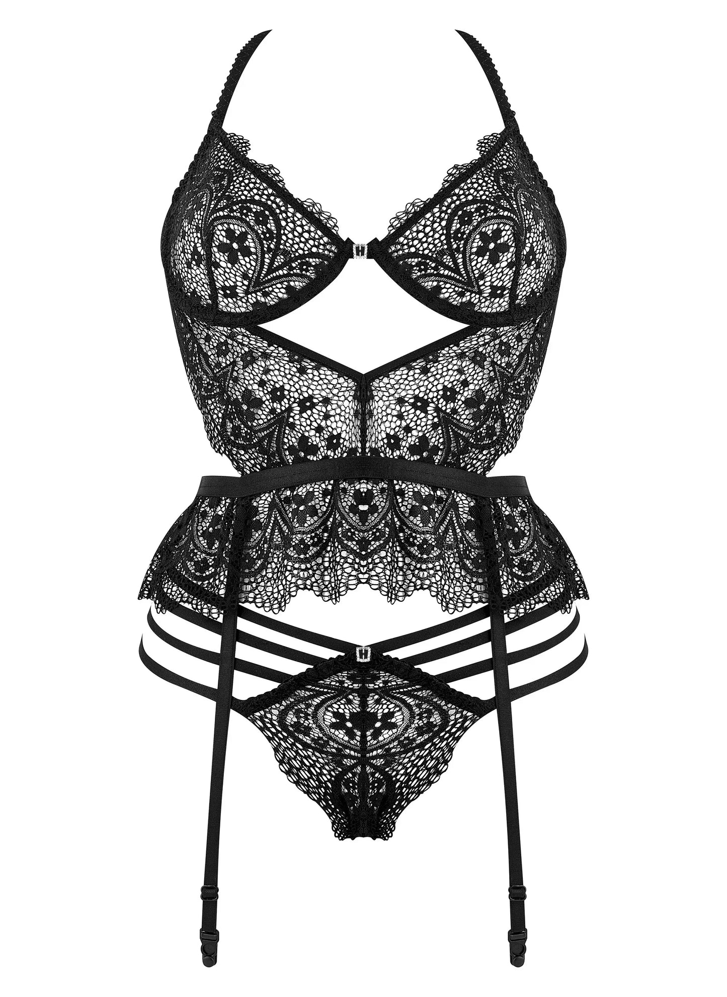 Lace Bustier Garter & String Set Beauty Night Temptation-4