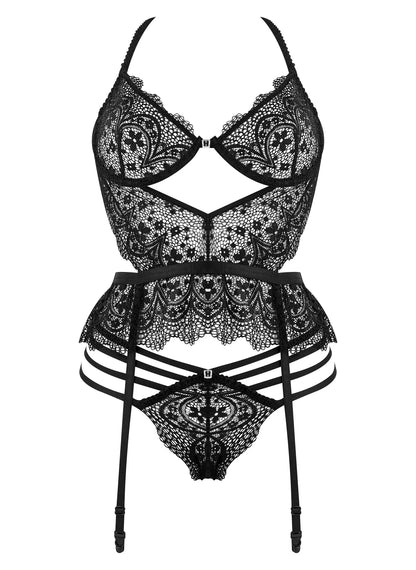 Lace Bustier Garter & String Set Beauty Night Temptation-4