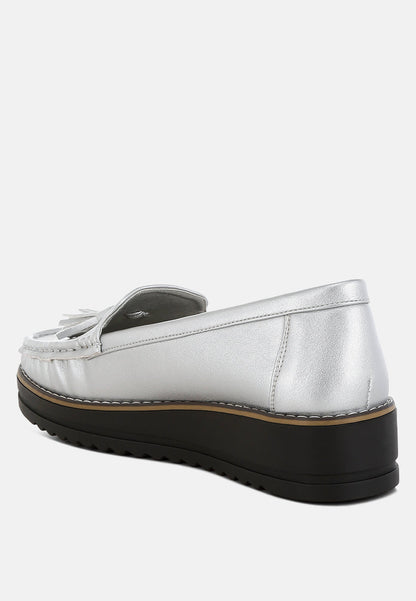 Larana Metallic Tassel Detail Loafers-2