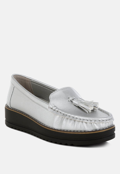 Larana Metallic Tassel Detail Loafers-1