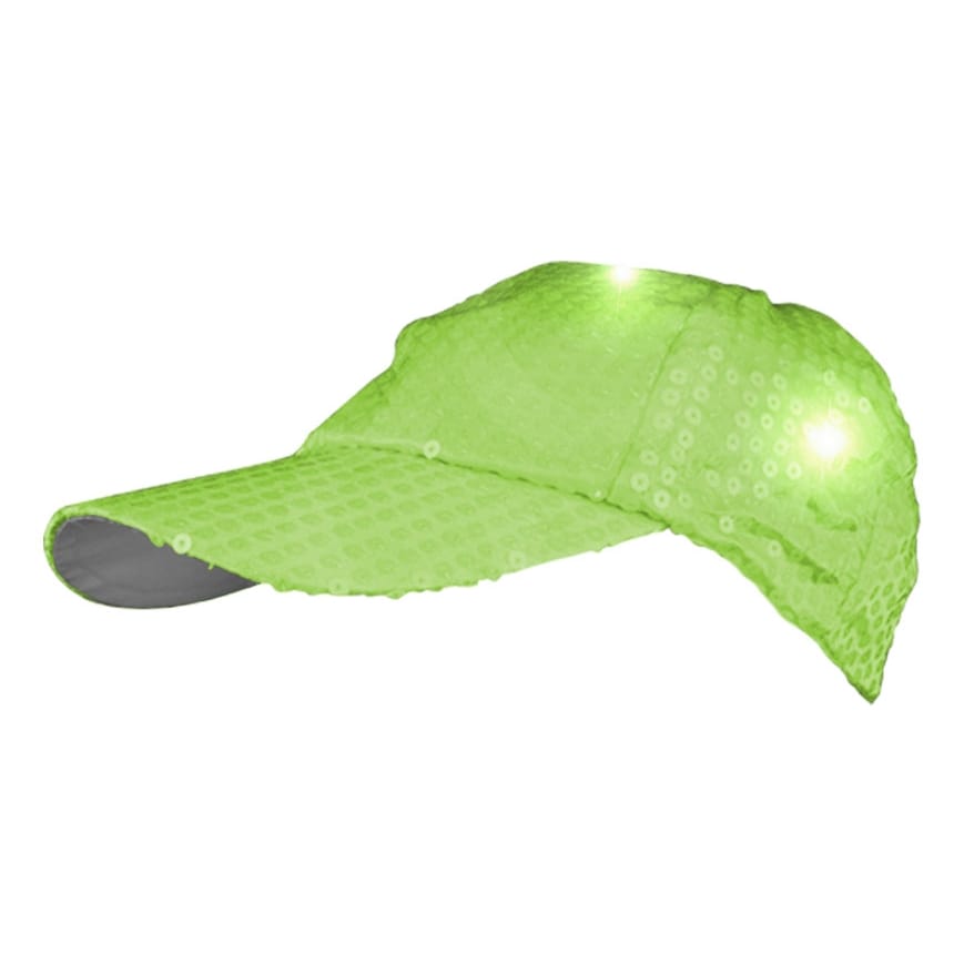 LED Sequined Baseball Hat Lime Green-0