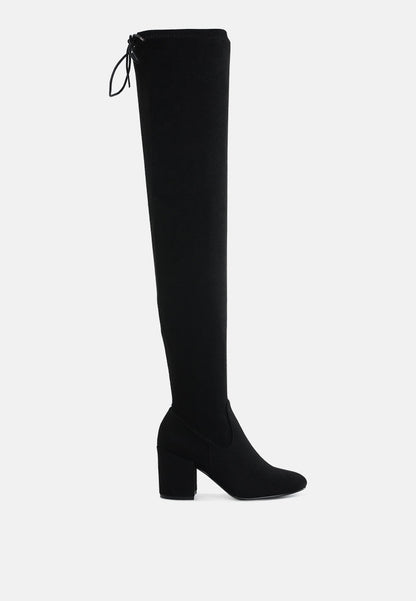 Liama Minimal Drawstring Detail Knee-High Boots-7
