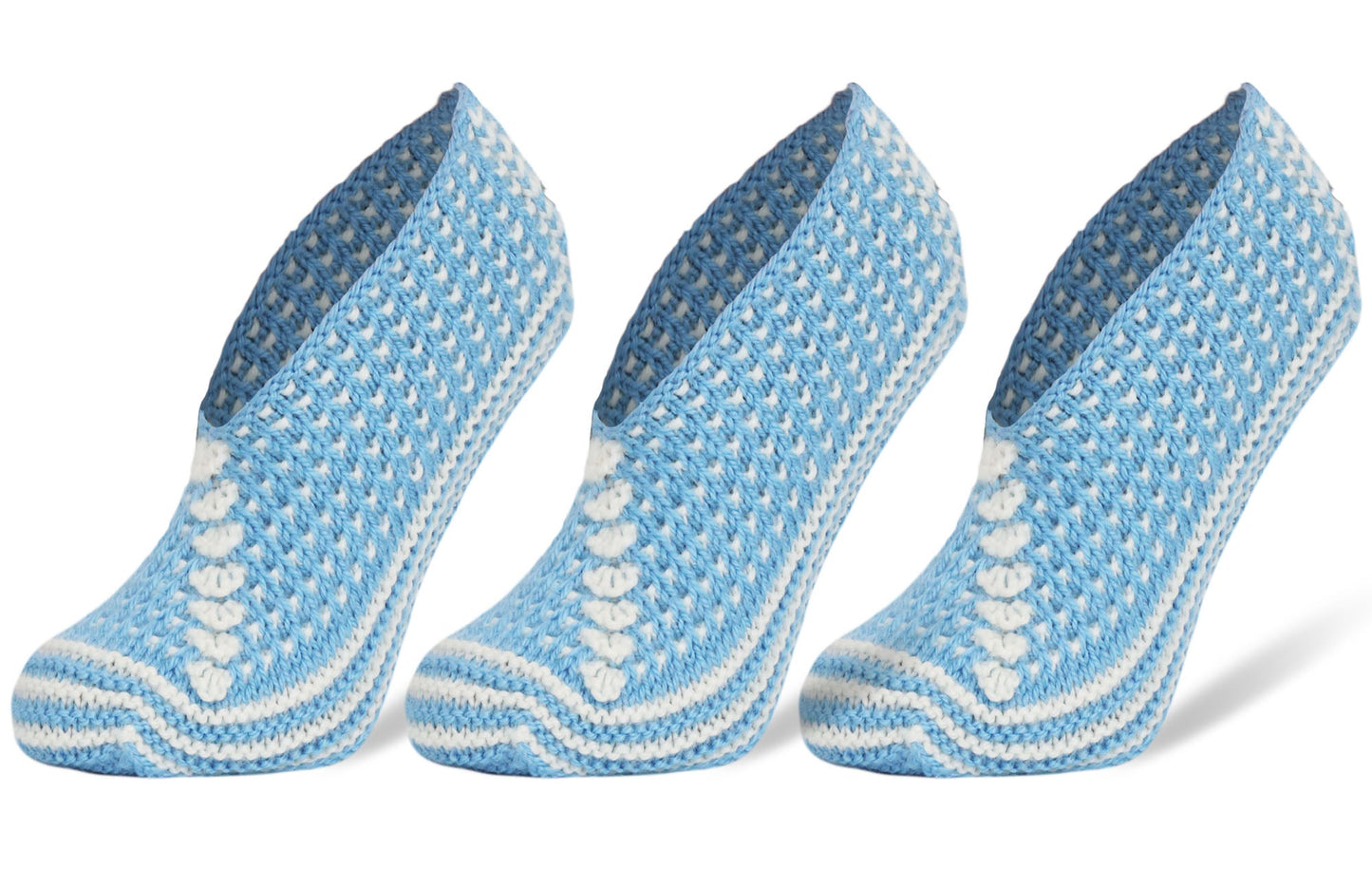 Crochet Slipper Socks for Women 3 Pairs Shoe Size 5-7-3