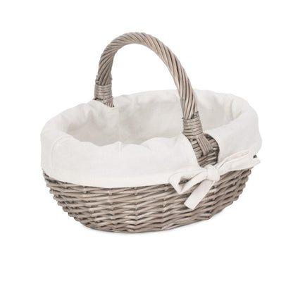 Lined Antique Wash Wicker Bathroom Shopping Basket-1