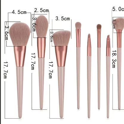 8-Piece Professional Cruelty-Free Makeup Brushes Set