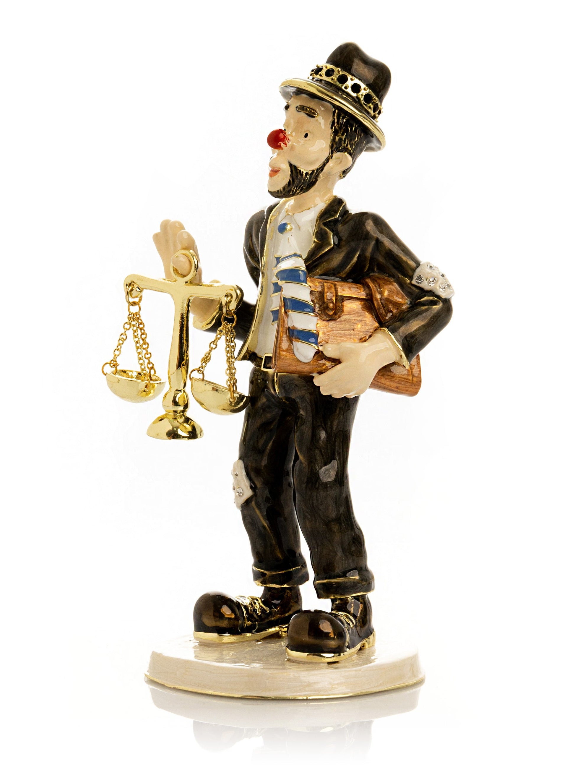 Clown Lawyer Trinket Box with Book & Scales of Justice-2