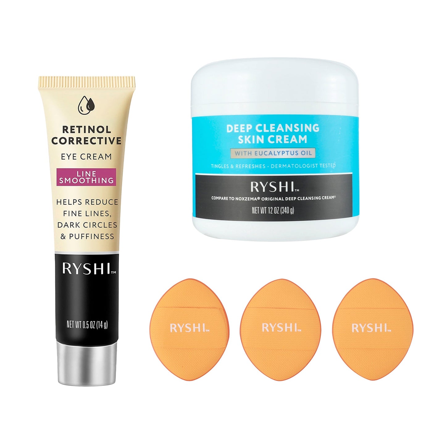 Complete Skincare & Beauty Bundle: Retinol Corrective Eye Cream + Finger Beauty Blenders + Deep Cleansing Skin Cream-0