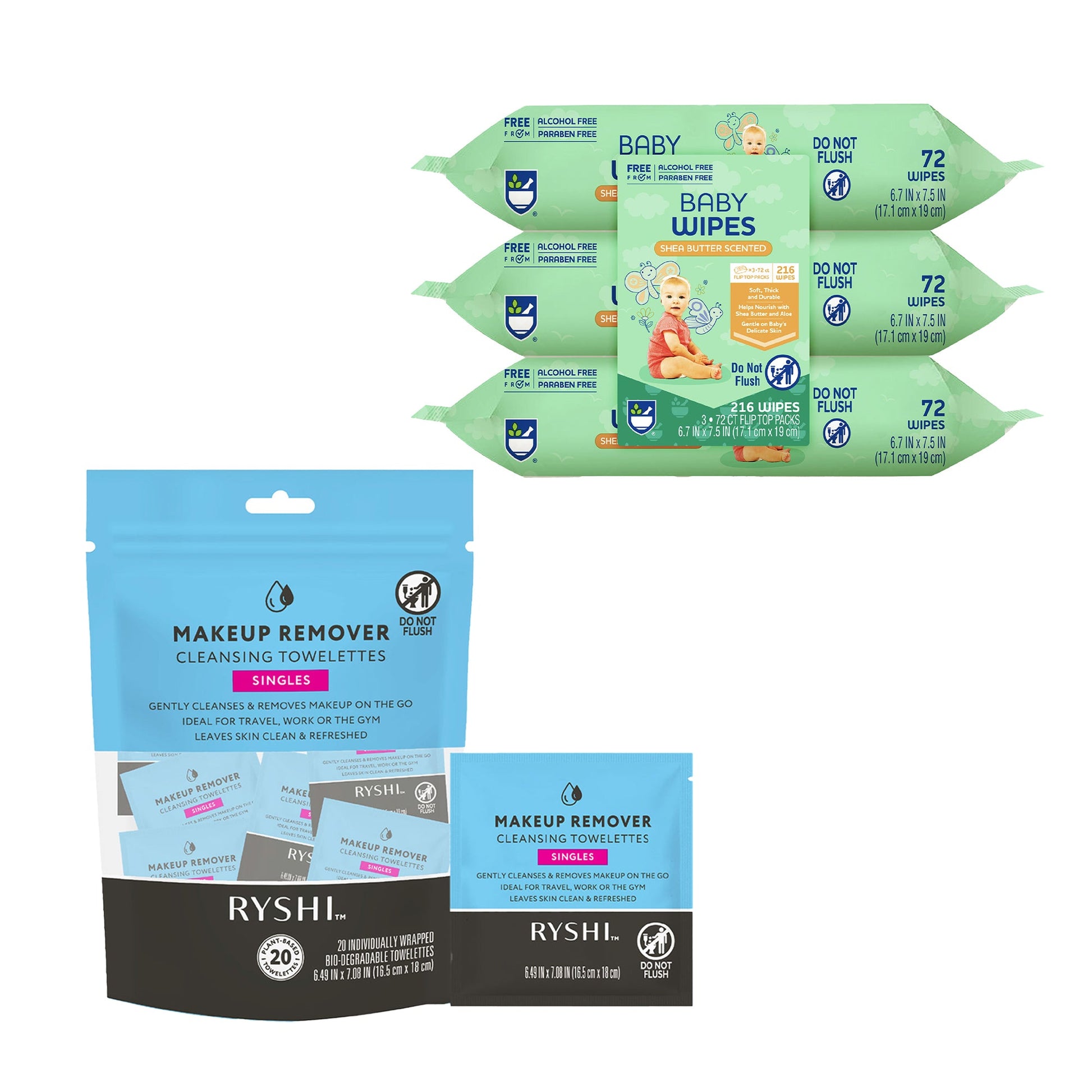 Everyday Care & Clean Bundle: Baby Wipes with Aloe + Makeup Remover Cleansing Towelettes-0
