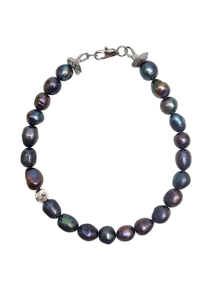 Deep Purple Freshwater Pearls Men's Bracelet MEB02-0