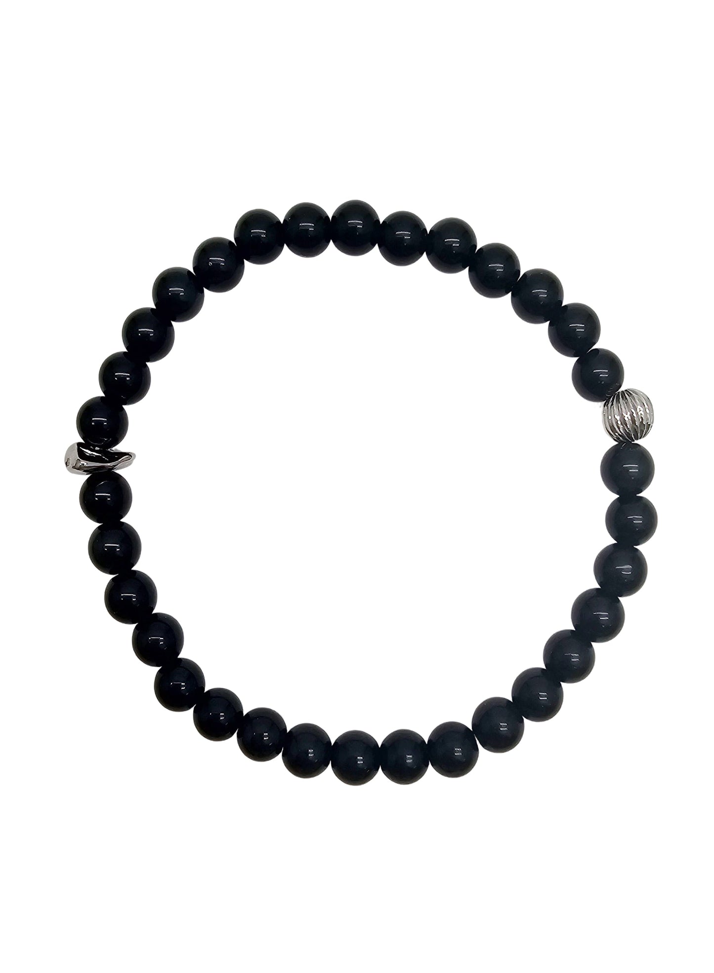 Black Obsidian Flexible Men's Bracelet MEB09-0