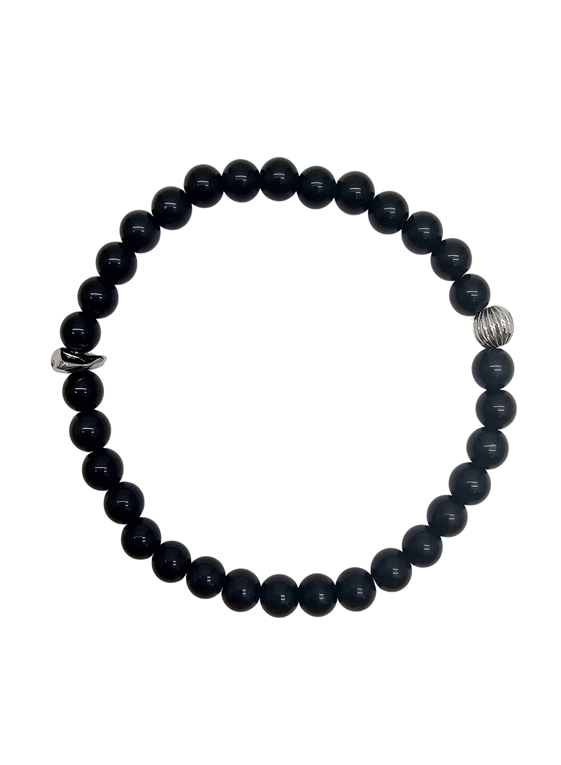 Black Obsidian Flexible Men's Bracelet MEB09-0