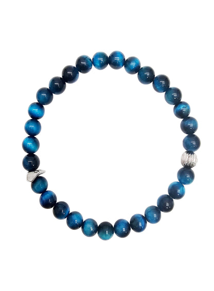 Blue Tiger-eye Stone Flexible Men's Bracelet MEB18-0