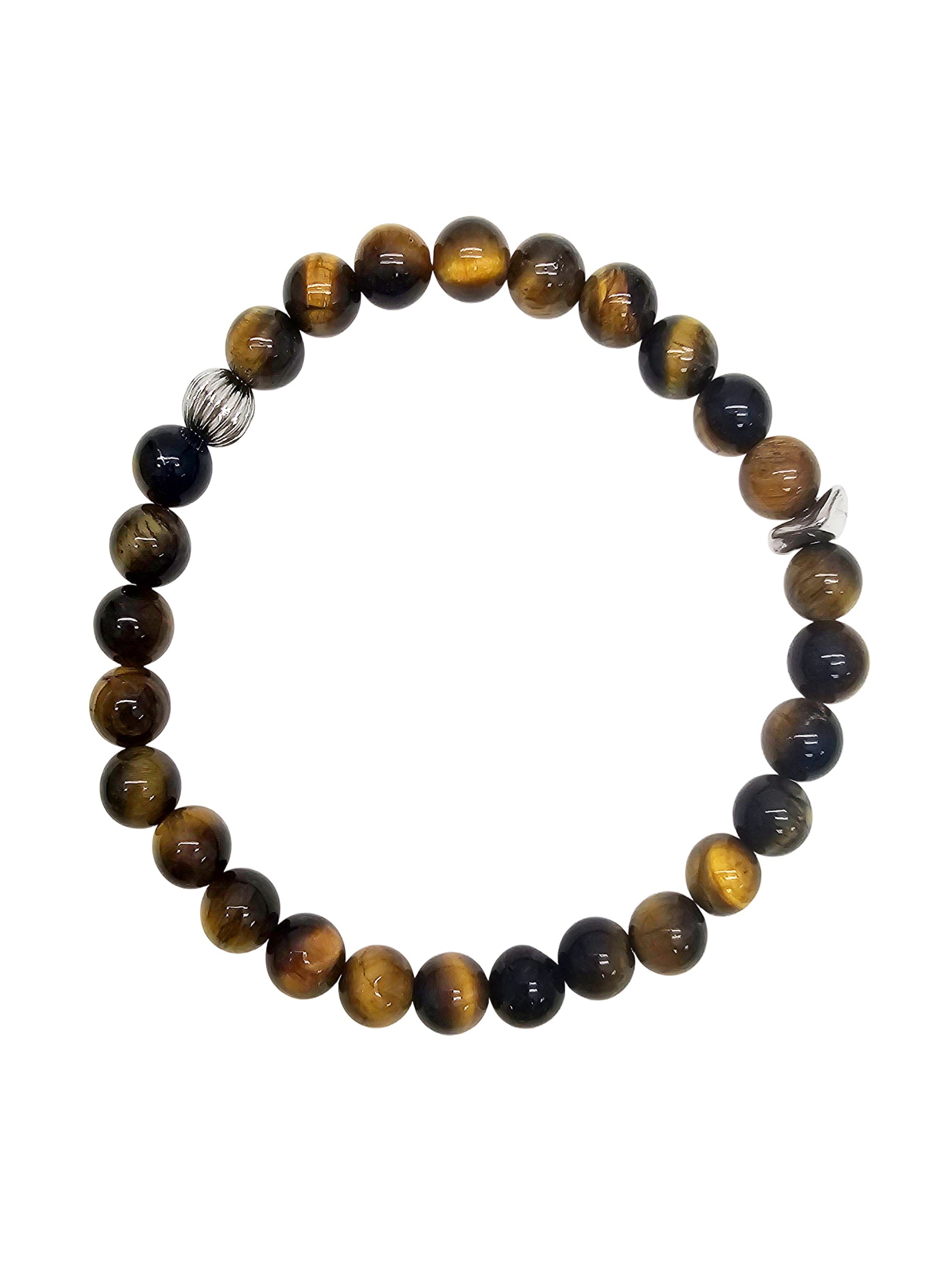 Brown Tiger-Eye Stone Flexible Men's Bracelet MEB12-0