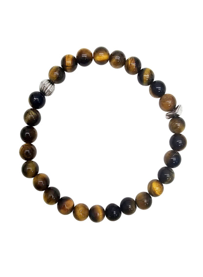 Brown Tiger-Eye Stone Flexible Men's Bracelet MEB12-0