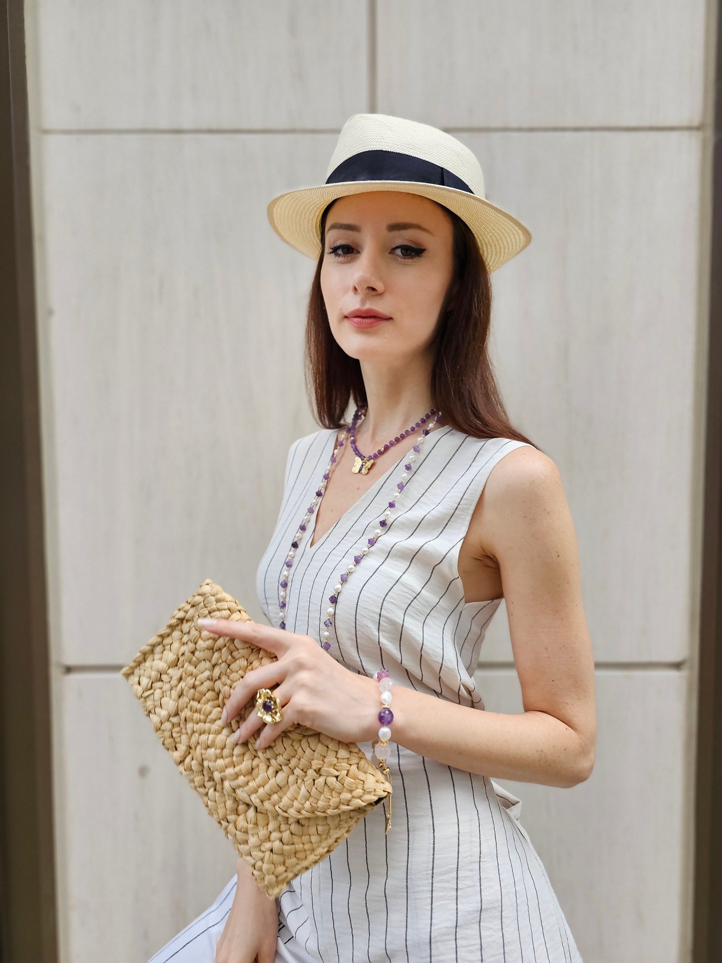 Amethyst With Butterfly Pendant Necklace PN010-3