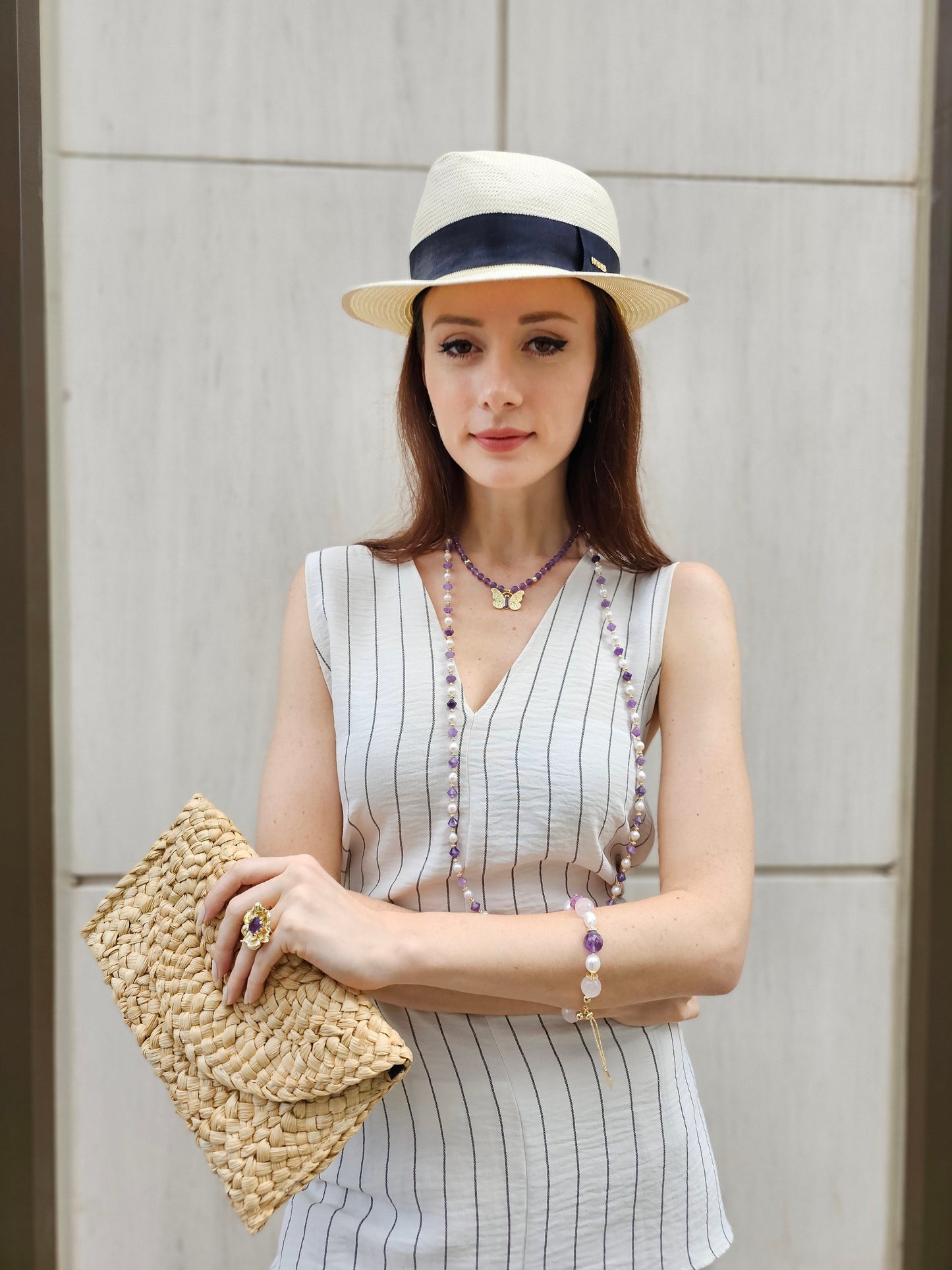 Amethyst With Butterfly Pendant Necklace PN010-4