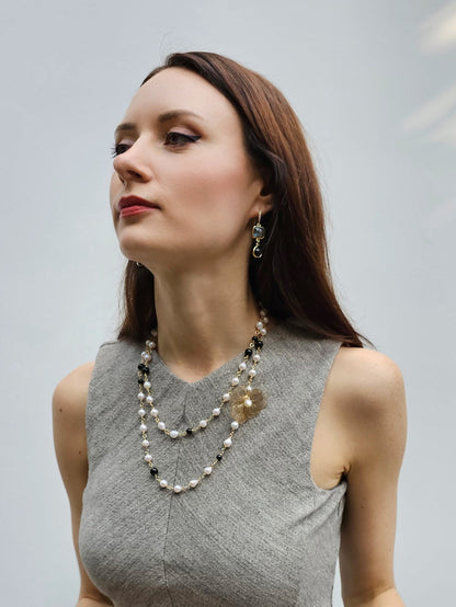 Labradorite With Teardrop Obsidian Earrings PE003-3