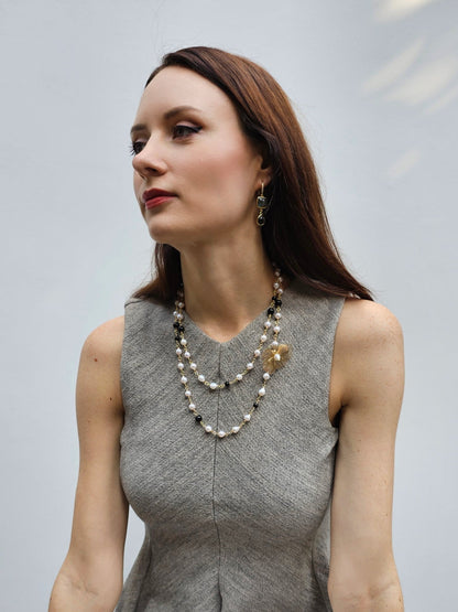 Labradorite With Teardrop Obsidian Earrings PE003-4