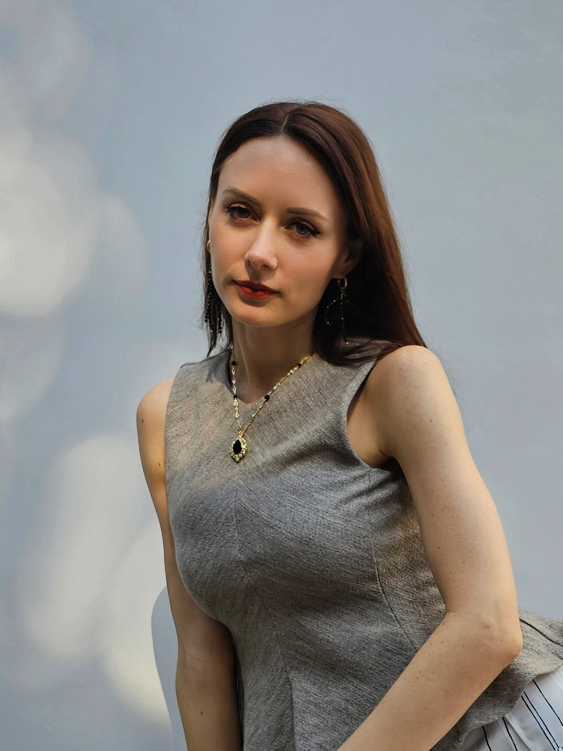 Black Obsidian Pendant Chain Necklace PN002-3