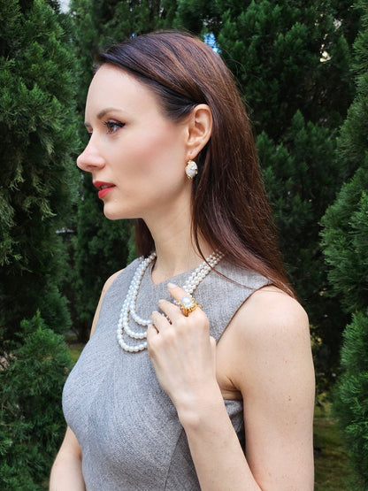 Baroque Pearls Dangle Earrings PE008-3