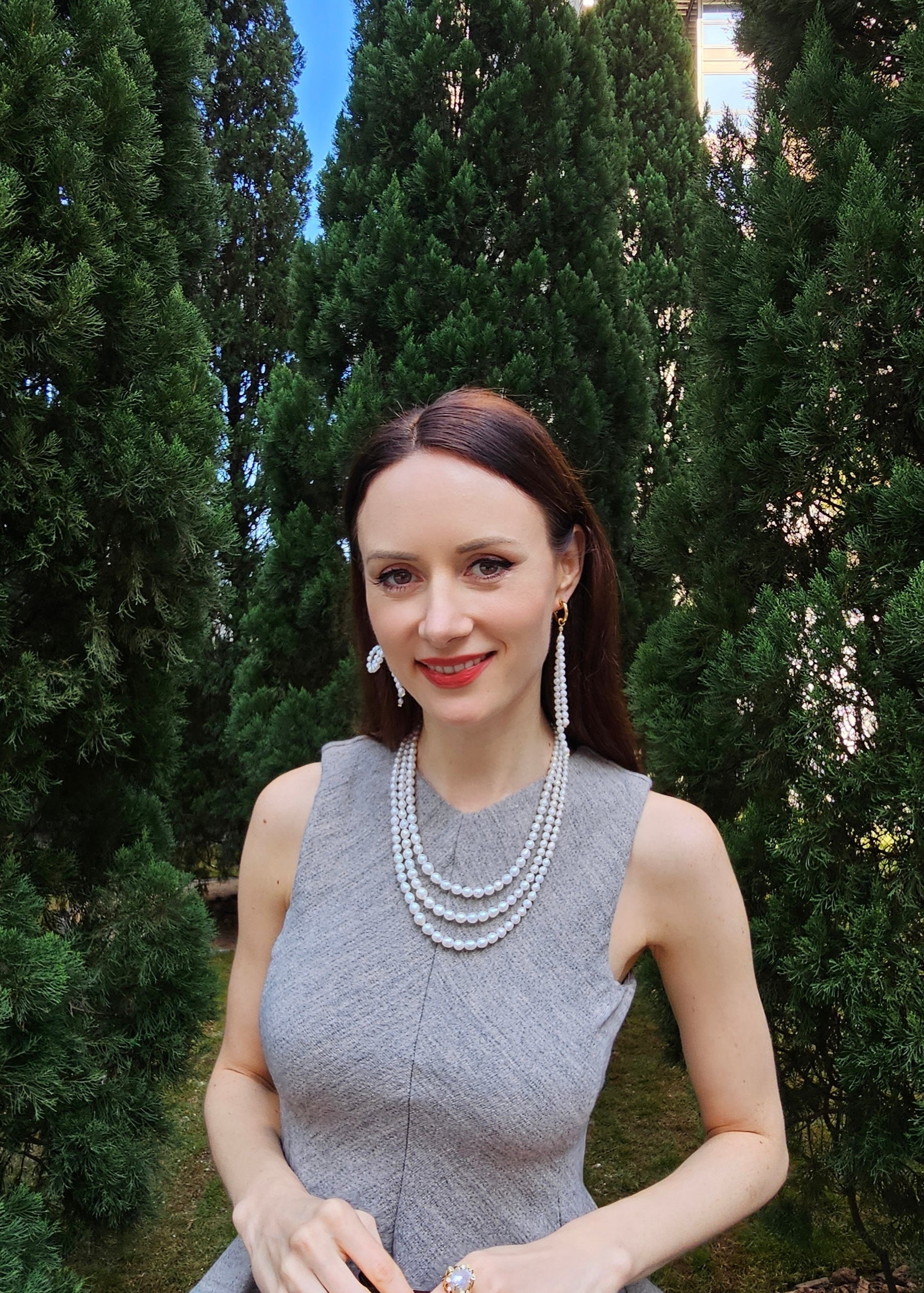 Freshwater Pearls Butterfly Knot And Tassel Asymmetric Earrings PE006-3