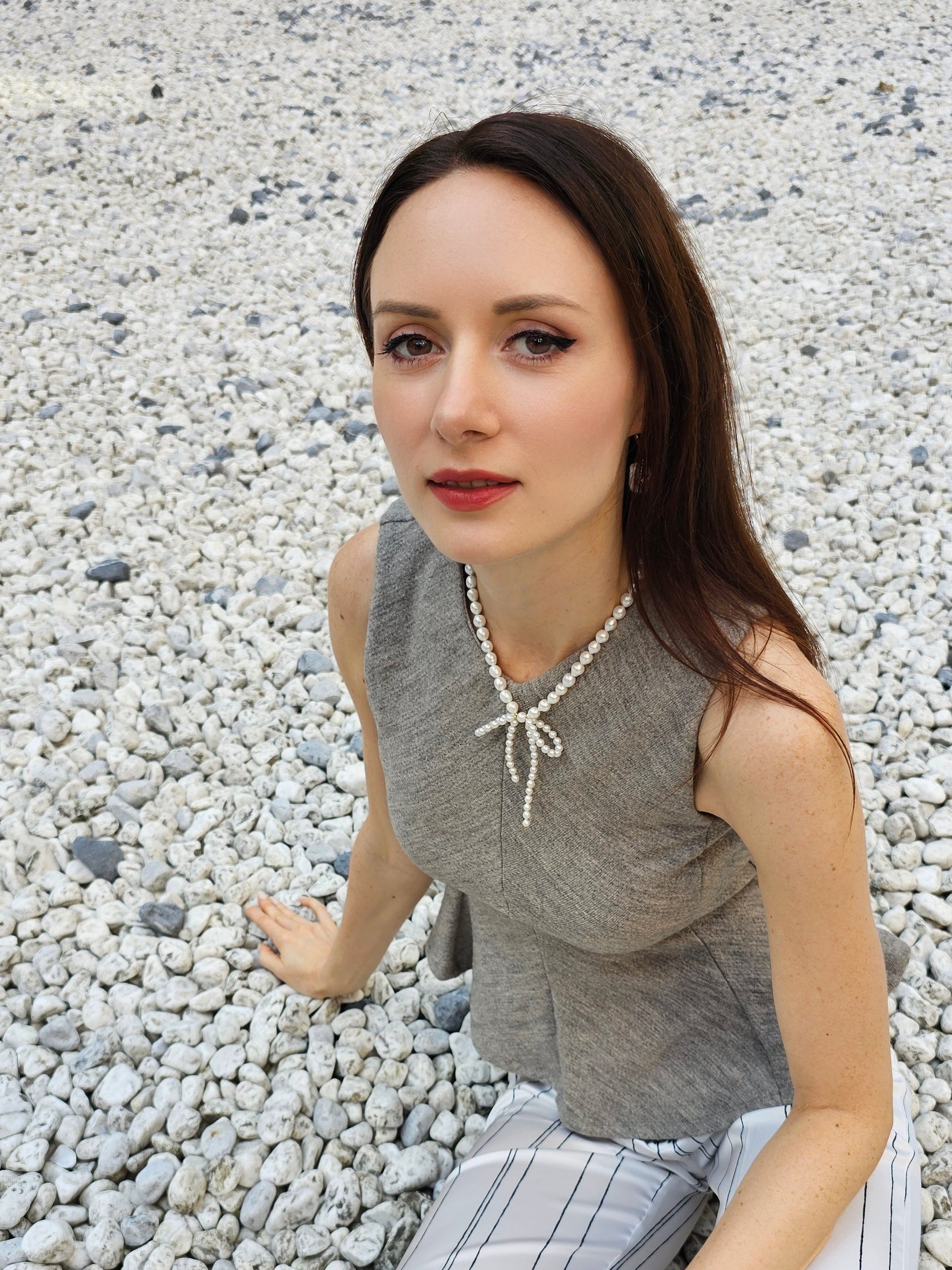 Freshwater Pearls Butterfly Knot Statement Necklace PN005-3