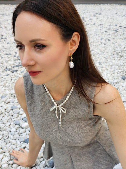 Freshwater Pearls Butterfly Knot Statement Necklace PN005-2
