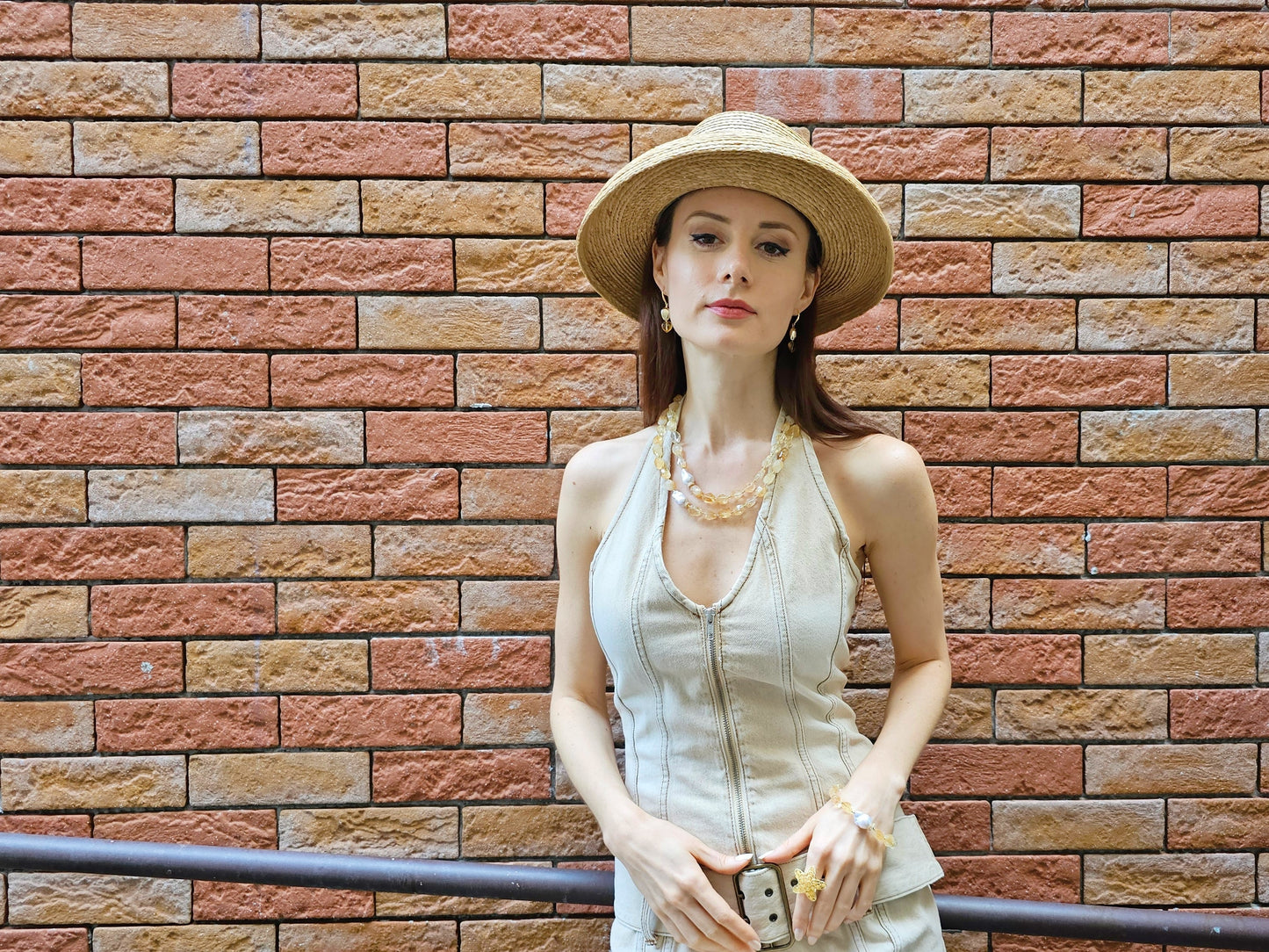 Faceted Citrine With Baroque Pearls Double Layers Necklace PN053-4