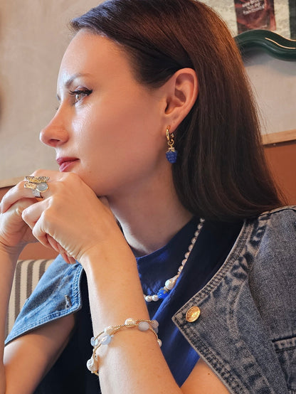 Blue Raspberry Dangle Hoop Fun Earrings PE023-2