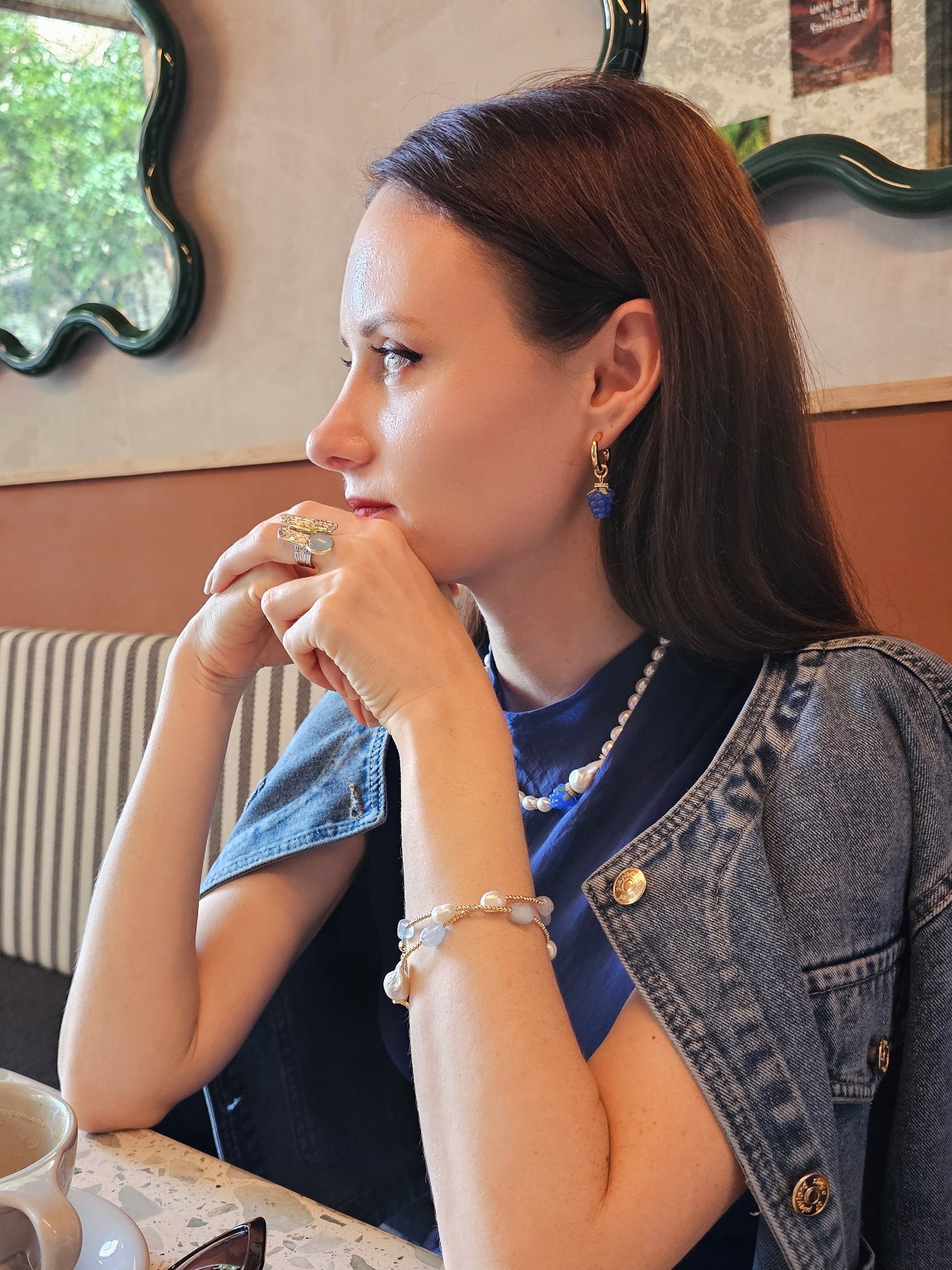 Blue Raspberry Dangle Hoop Fun Earrings PE023-3