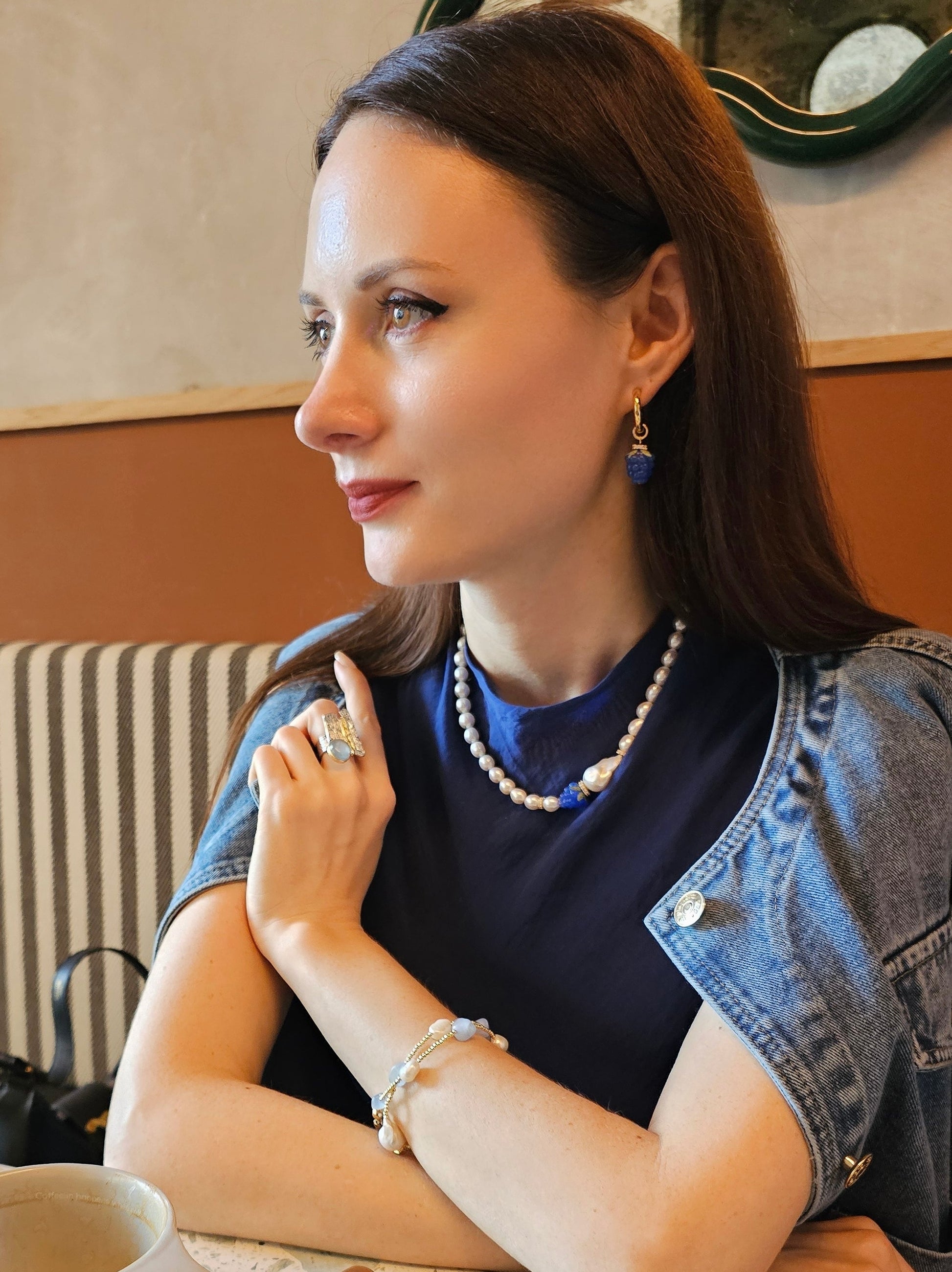 Freshwater Pearls With Blue Raspberry Necklace PN031-4