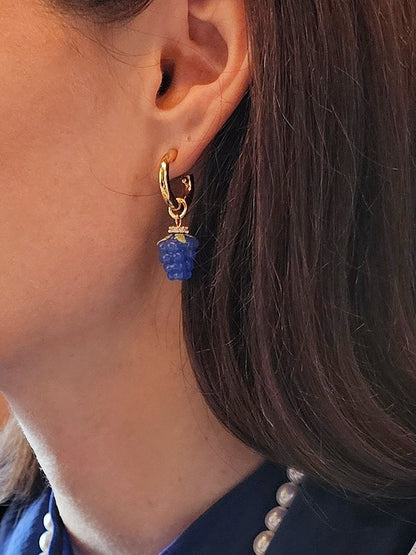 Blue Raspberry Dangle Hoop Fun Earrings PE023-1