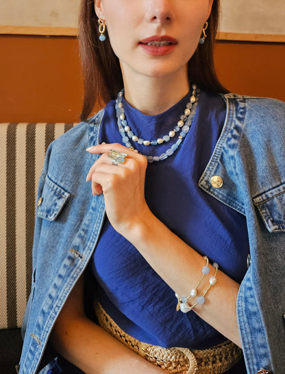 Free Style Irregular Aquamarine Modern Necklace PN027-2