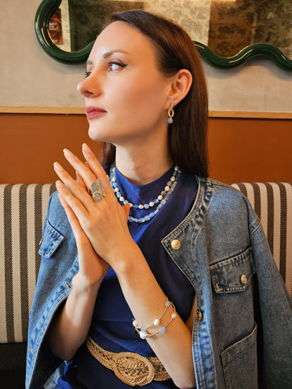 Aquamarine Dangle Lightweight Earrings PE019-3