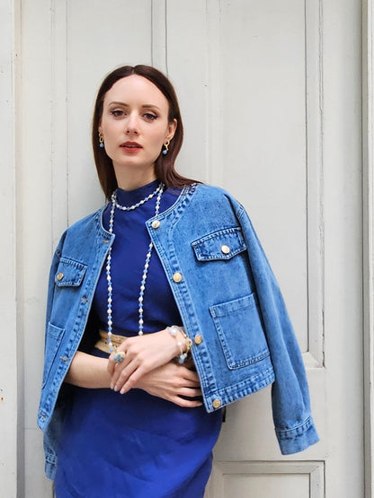 Freshwater Pearls With Blue Jade Long Necklace PN028-4