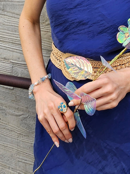 Aquamarine With Freshwater Pearls Bracelet PB009-1