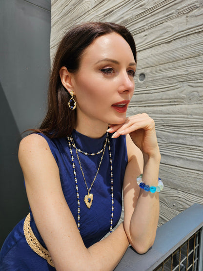 Blue Lapis With Freshwater Pearls Choker Necklace PB012-3