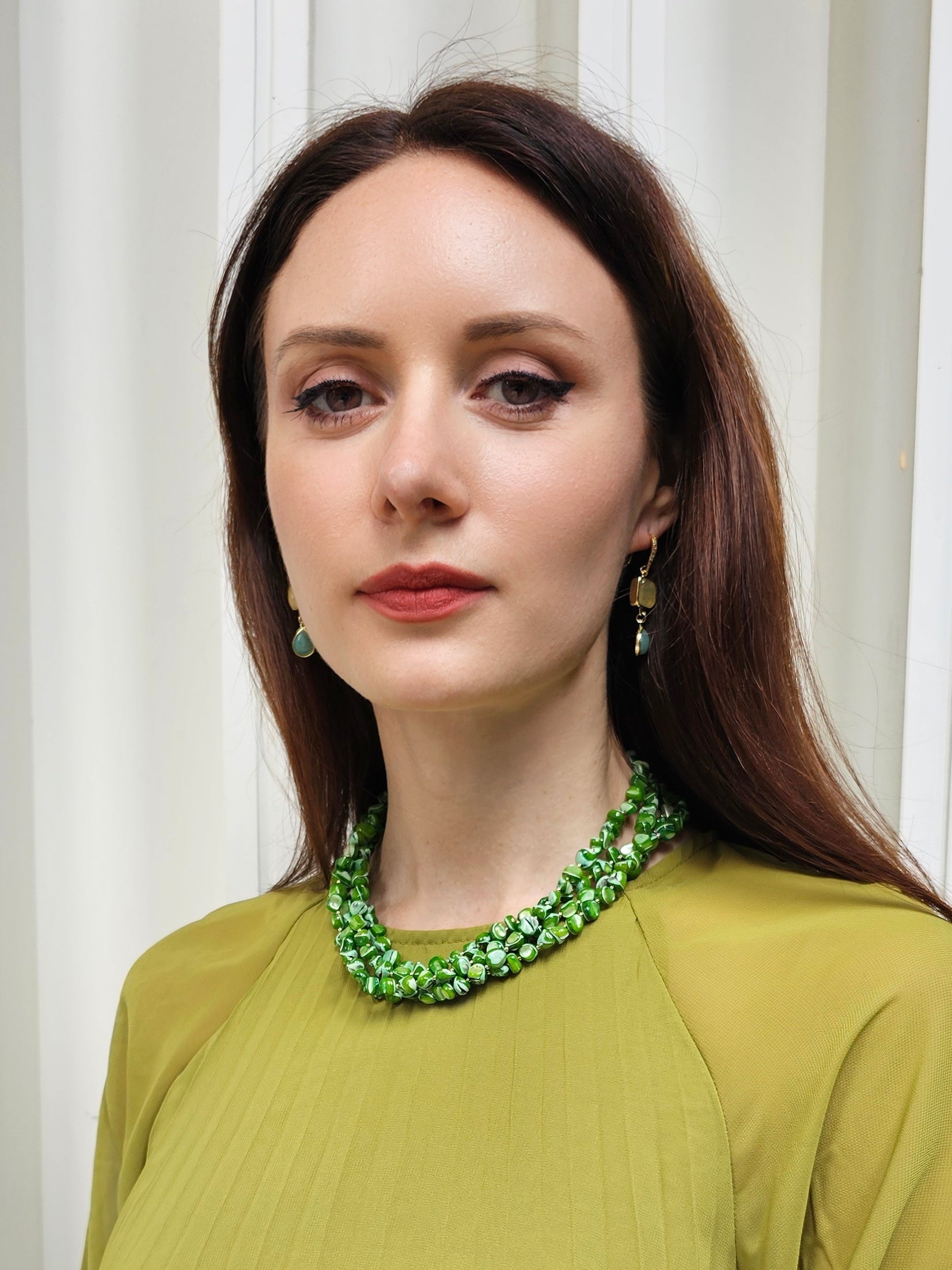 Green Natural Shell Multi-Layers Necklace PN070-1