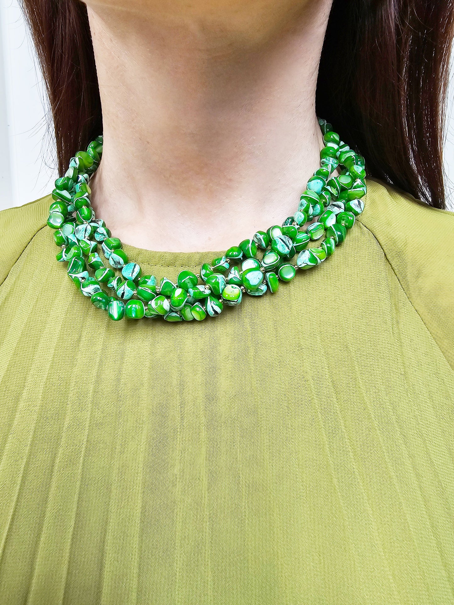 Green Natural Shell Multi-Layers Necklace PN070-4